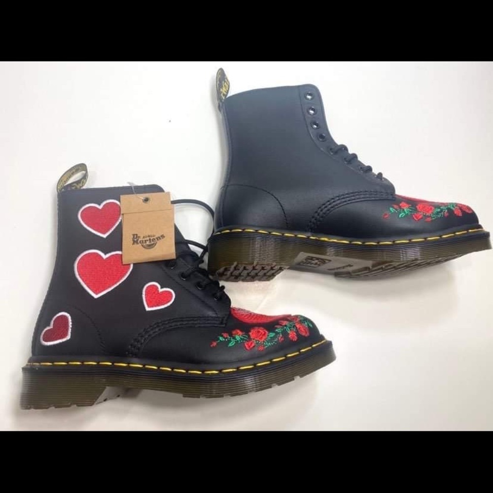 Dr. Martens 1460 Pascal Sequin Hearts Boots - Picture 7 of 12